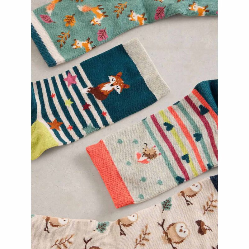 White Stuff Woodland Animals Socks - 4 Pack image number 2